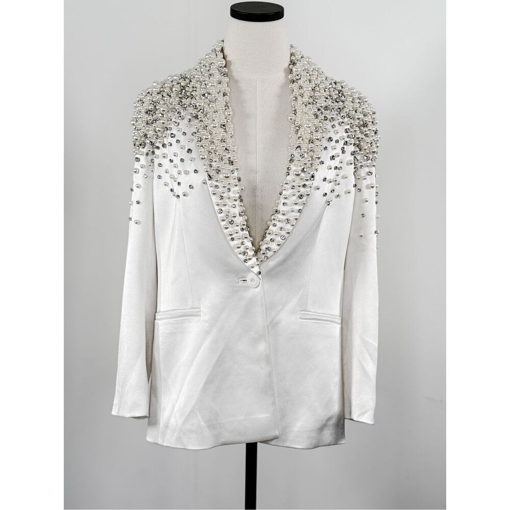 Alice + Olivia White Embellished Blazer - Picture 6 of 15